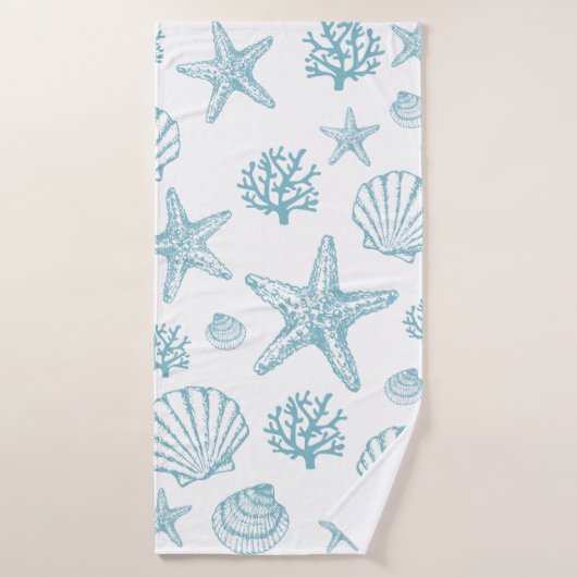 Badhanddoek Blauwgroen Zeeschelp Zeester Beachy Pa (Badhanddoek)