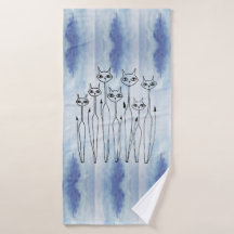 Badhanddoek (handgetekende katten)