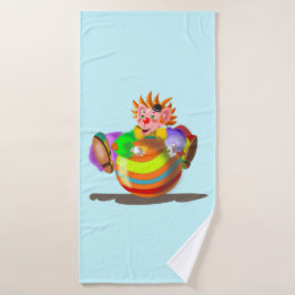 Badhanddoek met gelukkige clown