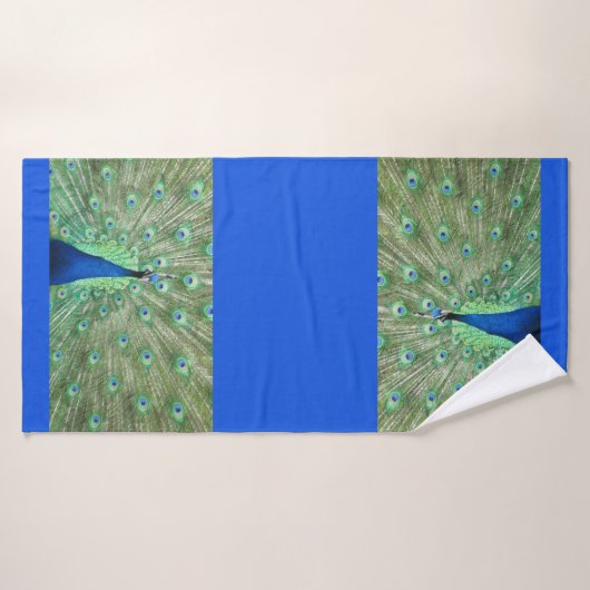 Badhanddoek - Peacock op Royal Blue (Badhanddoek)