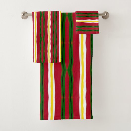 Badhanddoek set rood, groen, gele strepen bad handdoek (Insitu)