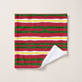 Badhanddoek set rood, groen, gele strepen bad handdoek (Wasdoekje)