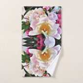Badhanddoek Set - roze en witte pioenen Bad Handdoek (Handdoek)