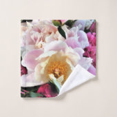 Badhanddoek Set - roze en witte pioenen Bad Handdoek (Wasdoekje)