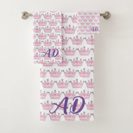 Badhanddoek & Wasdoek, Meisje, Prinses, Monogram, Bad Handdoek