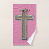 Badhanddoeken kruislings roze achtergrond bad handdoek (Handdoek)