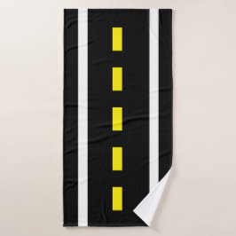 Badhanddoeken met twee banen (Zwart, Wit & Geel) Bad Handdoek