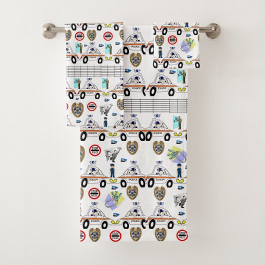 Badhanddoeken stellen politieauto's in bad handdoek (Insitu)