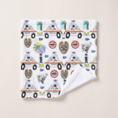 Badhanddoeken stellen politieauto's in bad handdoek (Wasdoekje)