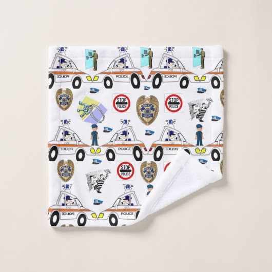 Badhanddoeken stellen politieauto's in bad handdoek (Wasdoekje)