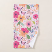 Badhanddoeken Vlinders en Bloemen, Roze Bad Handdoek (Handdoek)