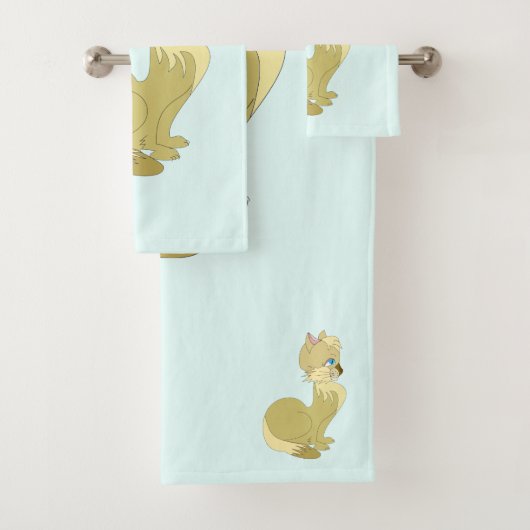 Badhanddoekenset met gele kat bad handdoek (Insitu)