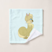 Badhanddoekenset met gele kat bad handdoek (Wasdoekje)