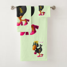 Badhanddoekenset met moderne vogel