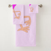 Badhanddoekenset met roze flamingo bad handdoek (Insitu)