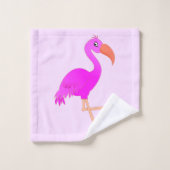 Badhanddoekenset met roze flamingo bad handdoek (Wasdoekje)