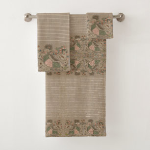 Badhanddoekenset met vintage Griekse vogelpatroon Bad Handdoek