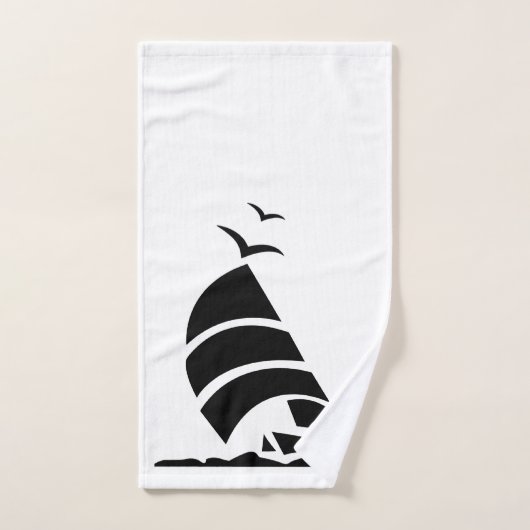 Badhanddoekset " Black SailBoat " Bad Handdoek (Handdoek)