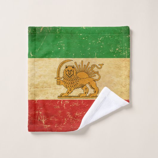 Badhanddoekset Iran Vlag Leeuw en Zonnescherm van Bad Handdoek (Wasdoekje)