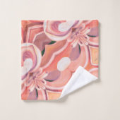 Badhanddoekset Perzik Dahlia Abstract Bad Handdoek (Wasdoekje)