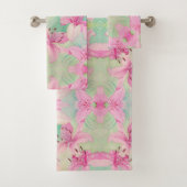Badhanddoekset - roze Waterverf lelies Bad Handdoek (Insitu)