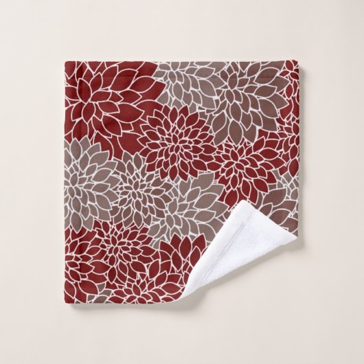 Badhanddoekset voor rode en zilveren dahlias bad handdoek (Wasdoekje)