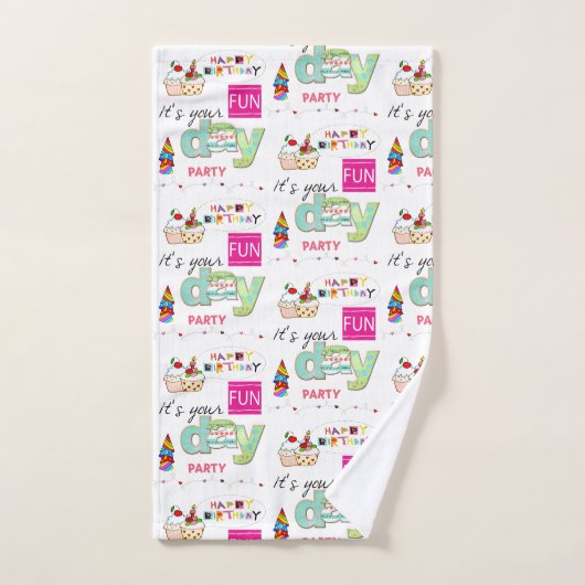 Badhanddoeksets, Happy Birthday FUN Cupcake Bad Handdoek (Handdoek)