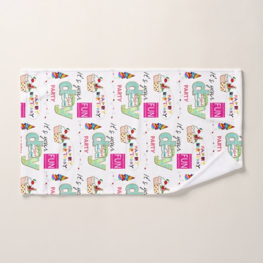 Badhanddoeksets, Happy Birthday FUN Cupcake Bad Handdoek (Handdoek)