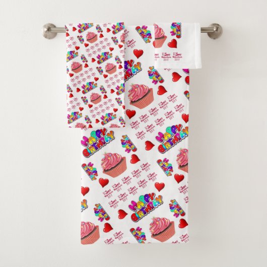 Badhanddoeksets, Happy Birthday Happy Valentijns Bad Handdoek (Insitu)
