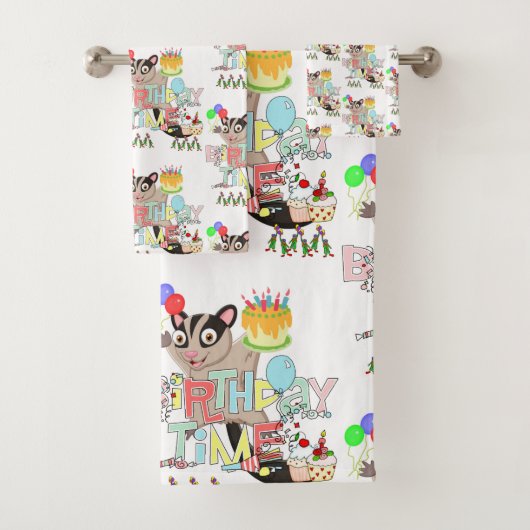 Badhanddoeksets, Happy Birthday Possum cake Bad Handdoek (Insitu)