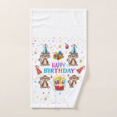 Badhandelsdoeken sets, Happy Birthday Monkey Cupca Bad Handdoek (Handdoek)