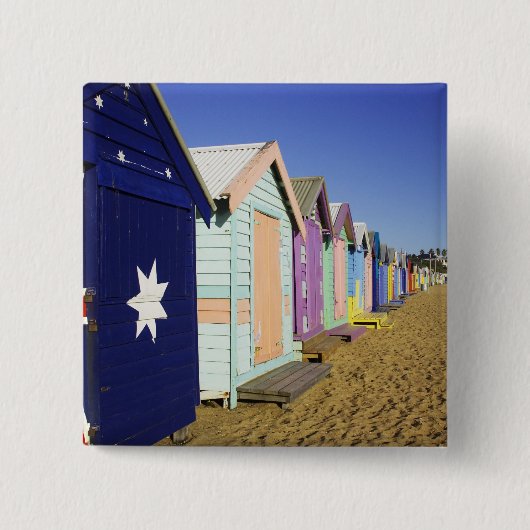 Badhokjes, Middle Brighton Beach, Port Vierkante Button 5,1 Cm (Voorkant)