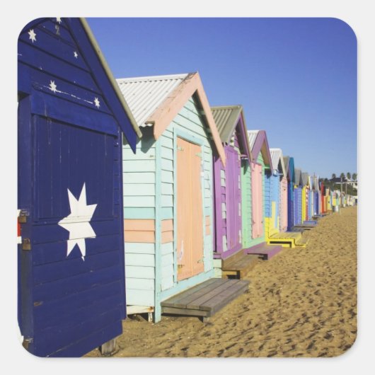 Badhokjes, Middle Brighton Beach, Port Vierkante Sticker (Voorkant)