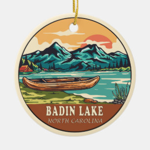 Badin Lake North Carolina Boating Vissen Emblem Keramisch Ornament