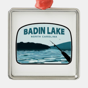 Badin Lake North Carolina Gevist Rod Metalen Ornament
