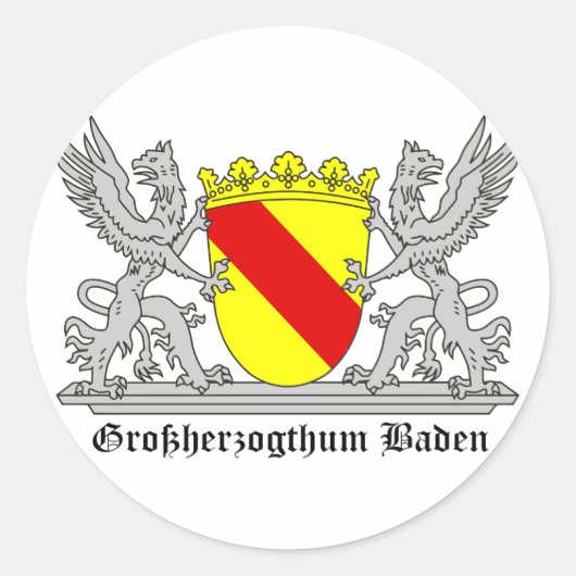 Badischer Greif mi Schrift Großherzogtum Baden Ronde Sticker (Voorkant)