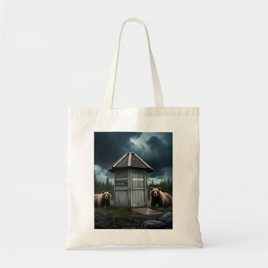 Badkamer – Beer Outhouse Camping Tote Bag (Voorkant)