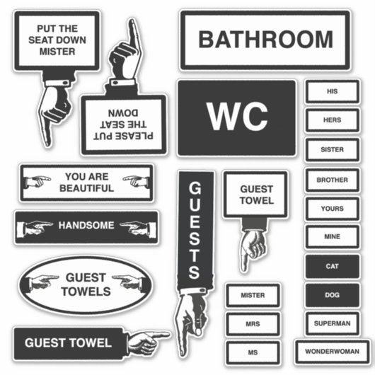 Badkamer borden sticker (Voorkant)