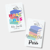 Badkamer Hall Pass Boeken Doodle Lanyard Badge (Voor- en achterkant)