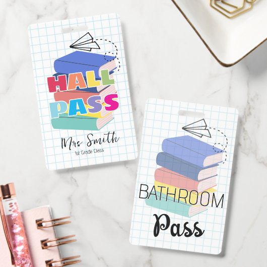 Badkamer Hall Pass Boeken Doodle Lanyard Badge (Kantoor)