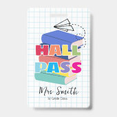 Badkamer Hall Pass Boeken Doodle Lanyard Badge (Voorzijde)