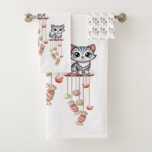 Badkamer Handdoek Kat, Kitten en Chimes (Insitu)