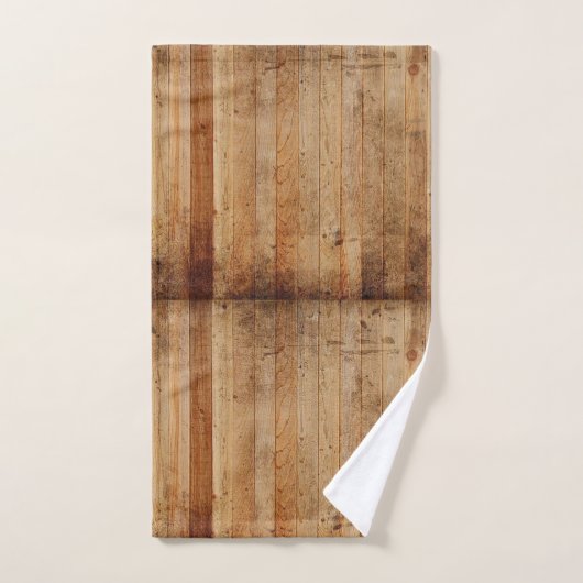 Badkamer handdoek rustiek hout bruin & beige (Handdoek)