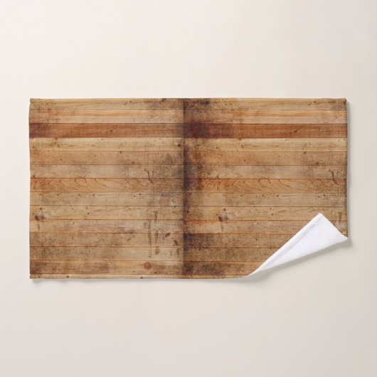 Badkamer handdoek rustiek hout bruin & beige (Handdoek)