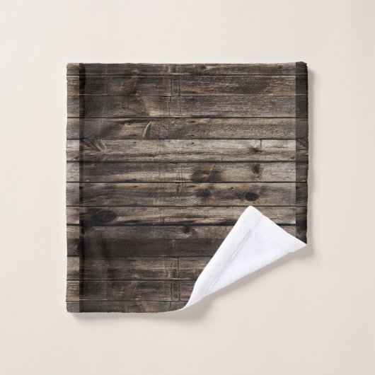 Badkamer handdoek rustiek hout donker (Wasdoekje)