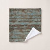 Badkamer handdoek rustiek hout groen (Wasdoekje)