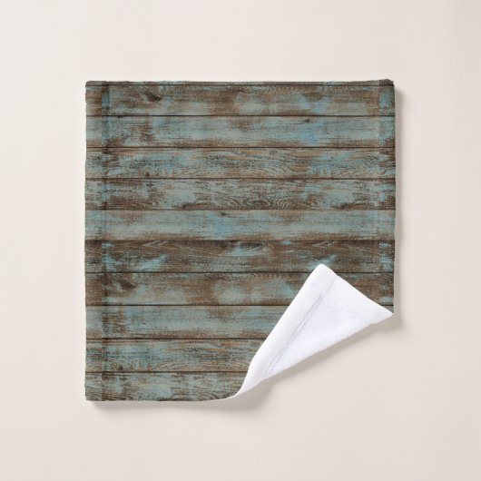 Badkamer handdoek rustiek hout groen (Wasdoekje)