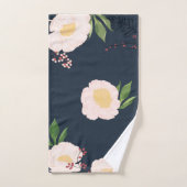 Badkamer handdoek set Baby Roze Kosmos op Navy (Handdoek)