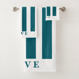 Badkamer Handdoek Set - DarkTeal&White