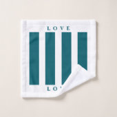 Badkamer Handdoek Set - DarkTeal&White (Wasdoekje)